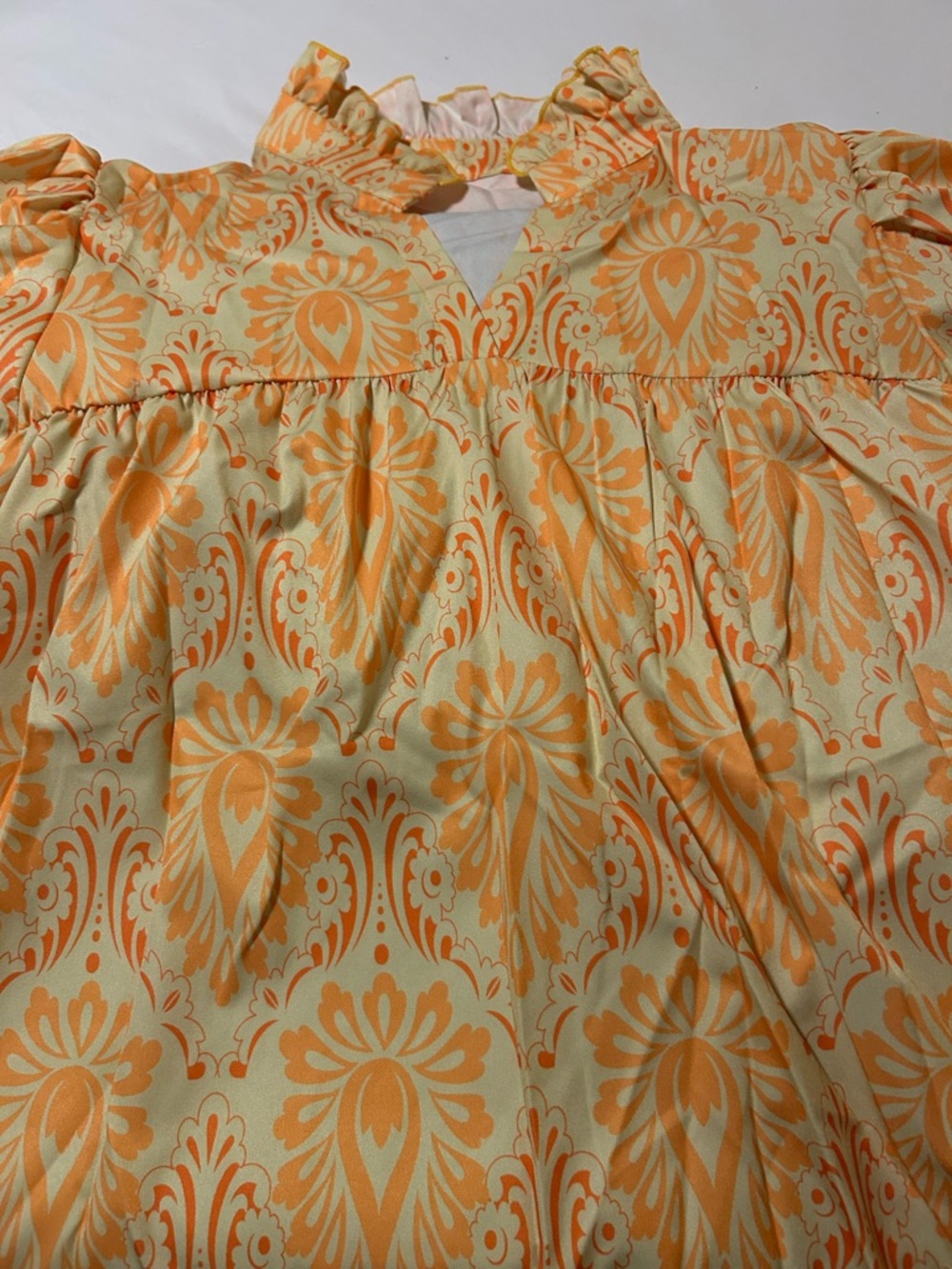 Yellow-Orange Floral Print Blouse
